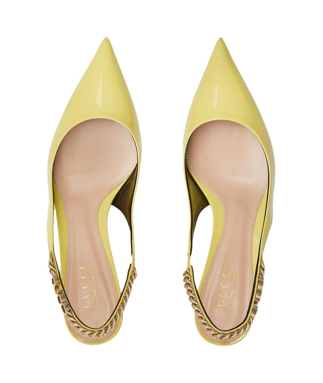 GUCCI Желтые кожаные туфли, фото 3