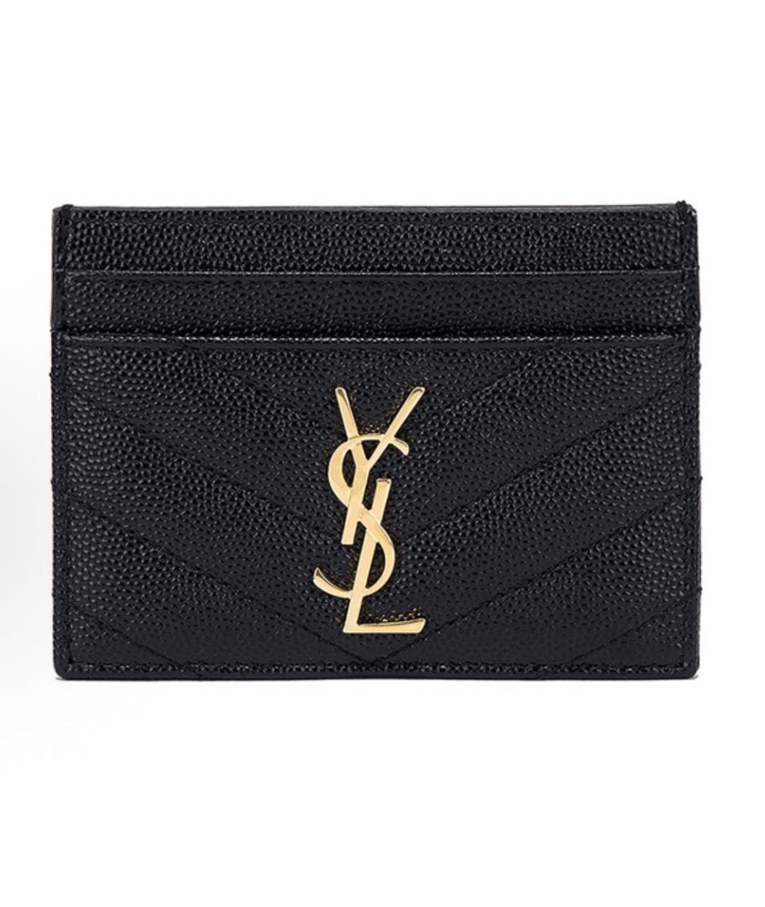 SAINT LAURENT Черный кожаный кардхолдер, фото 5