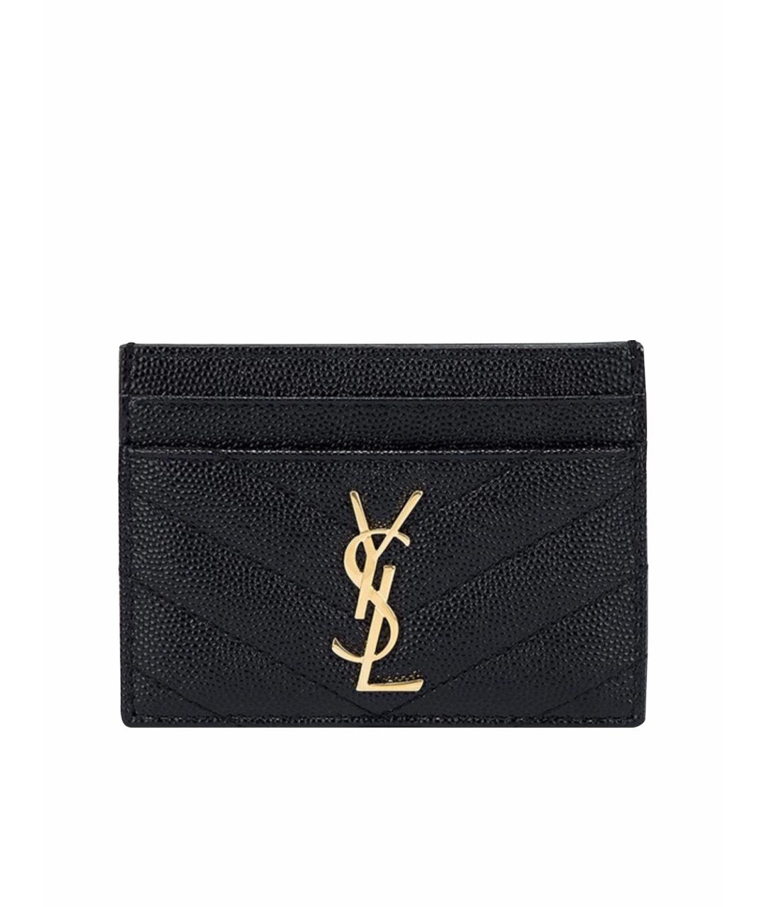SAINT LAURENT Черный кожаный кардхолдер, фото 1