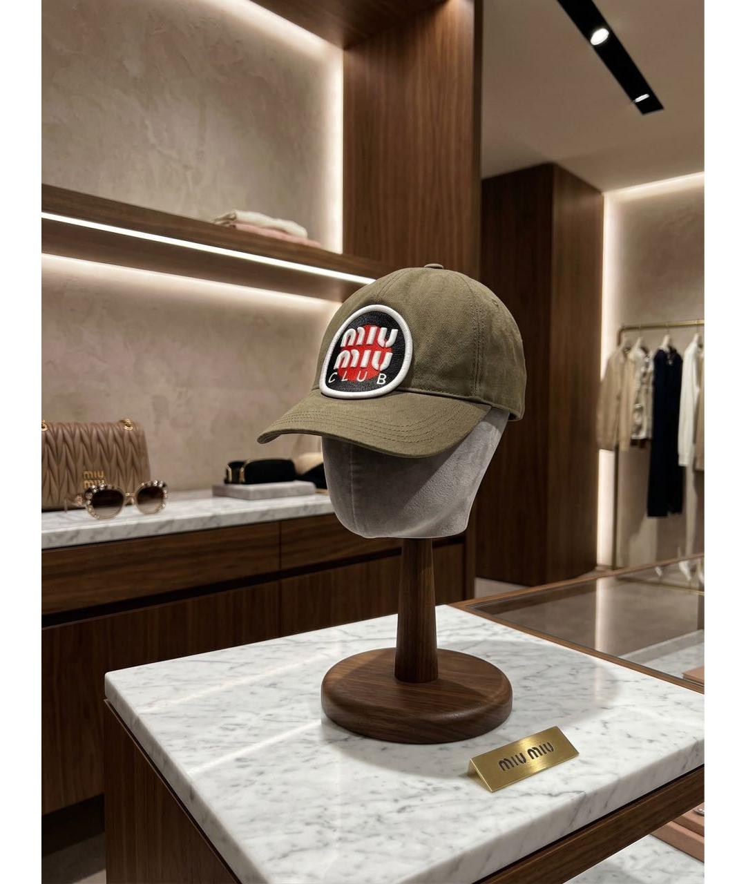 MIU MIU Хаки хлопковая кепка, фото 9