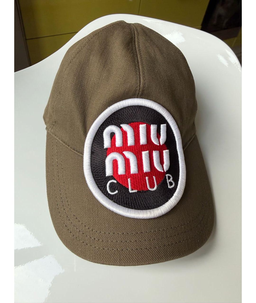 MIU MIU Хаки хлопковая кепка, фото 2