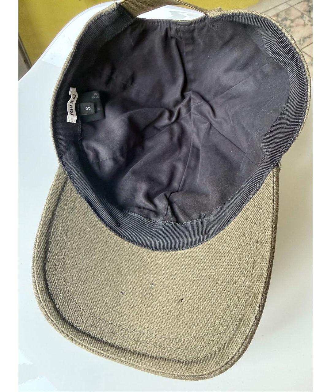MIU MIU Хаки хлопковая кепка, фото 5
