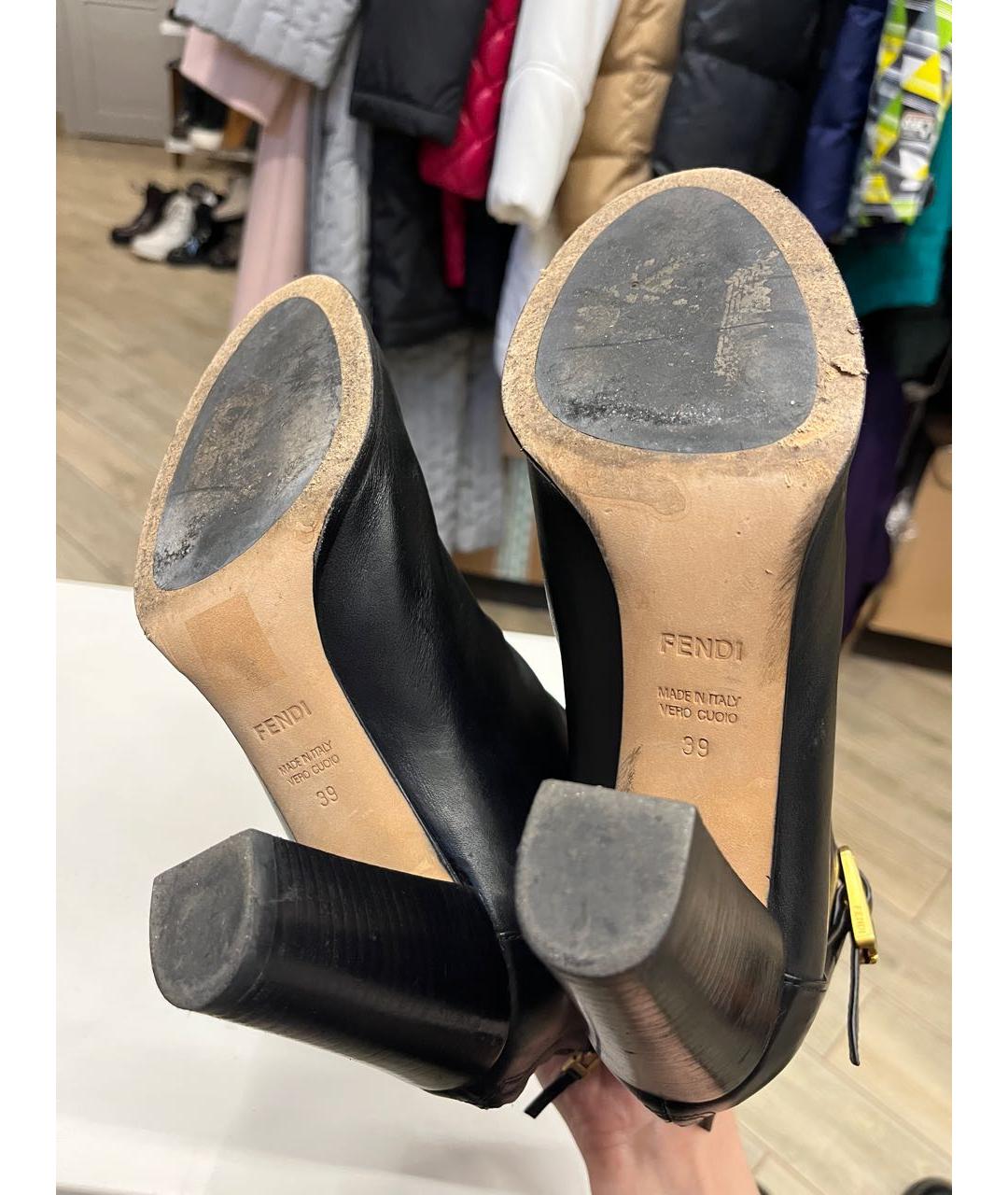 FENDI Черные кожаные ботильоны, фото 3