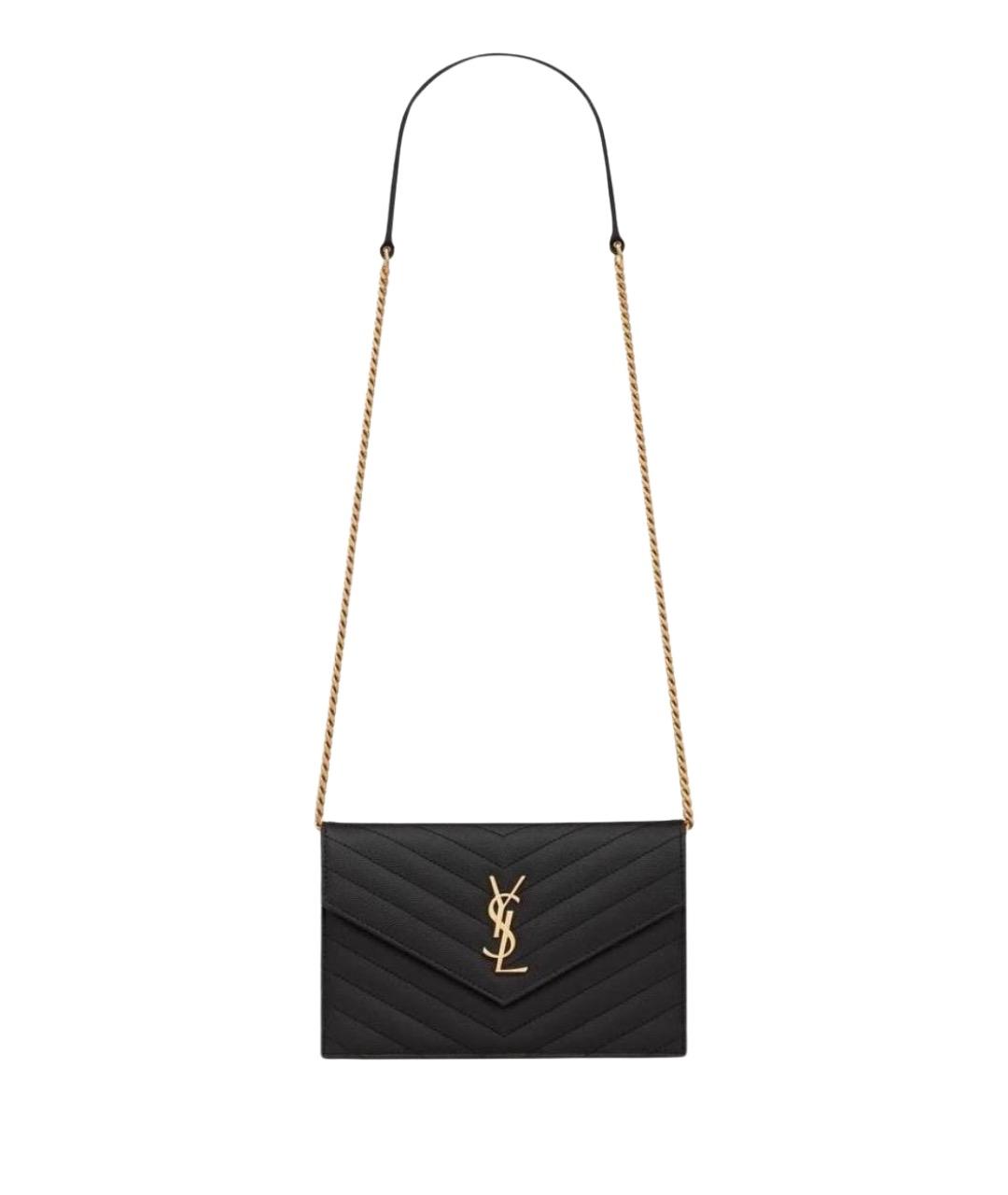 SAINT LAURENT Черная кожаная сумка через плечо, фото 1