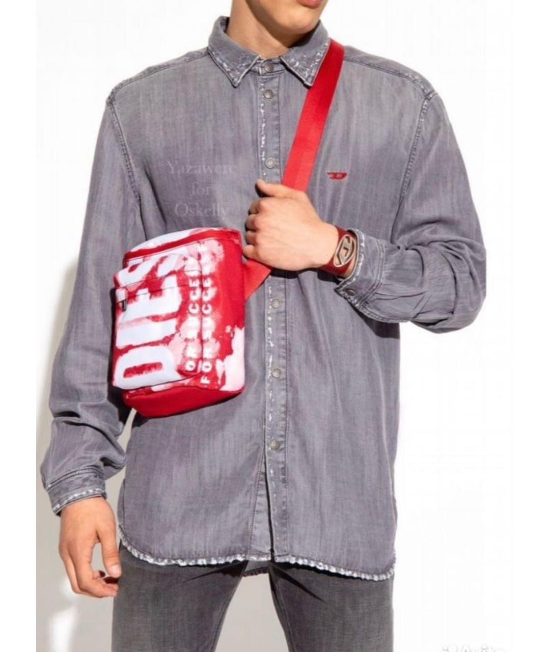 DIESEL Красная синтетическая сумка на плечо, фото 7