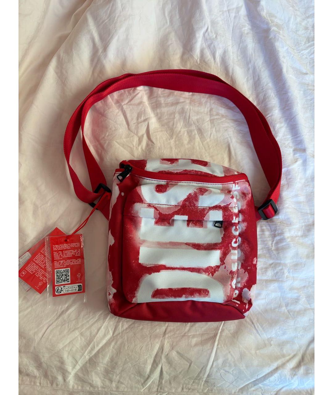 DIESEL Красная синтетическая сумка на плечо, фото 8