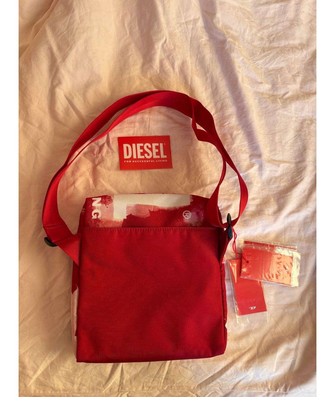 DIESEL Красная синтетическая сумка на плечо, фото 2