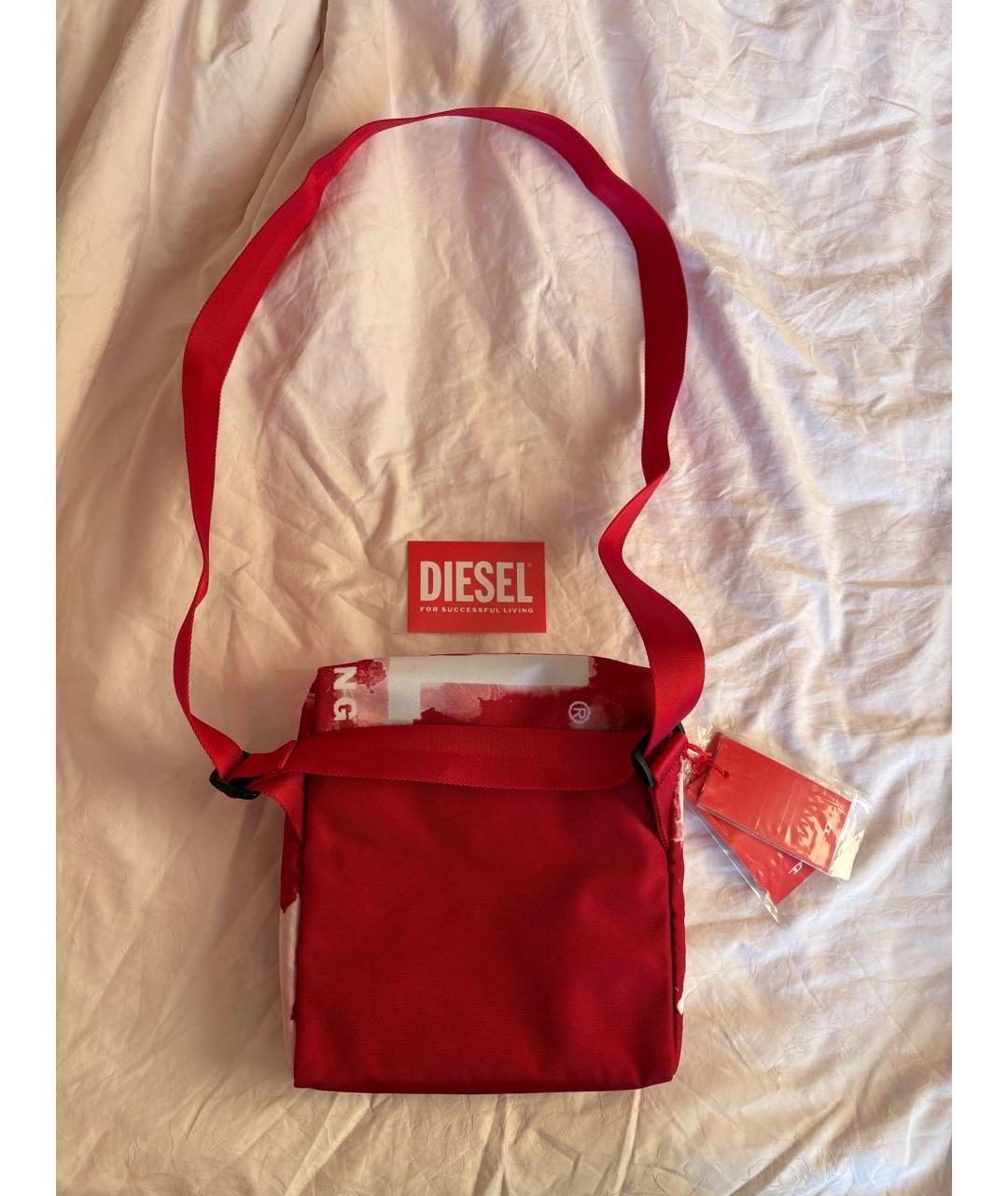 DIESEL Красная синтетическая сумка на плечо, фото 5