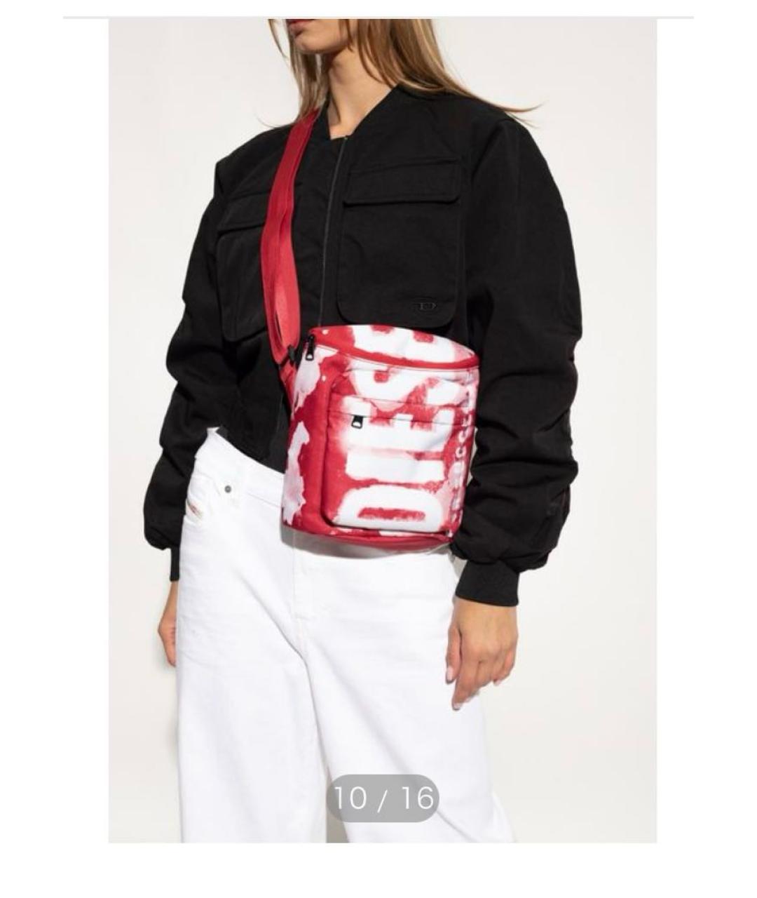 DIESEL Красная синтетическая сумка на плечо, фото 6