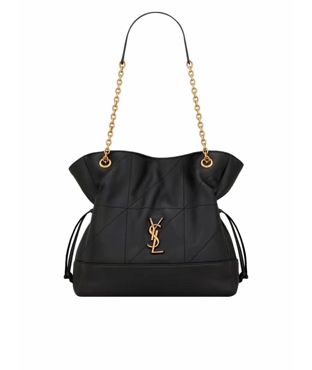 SAINT LAURENT Черная кожаная сумка тоут, фото 1