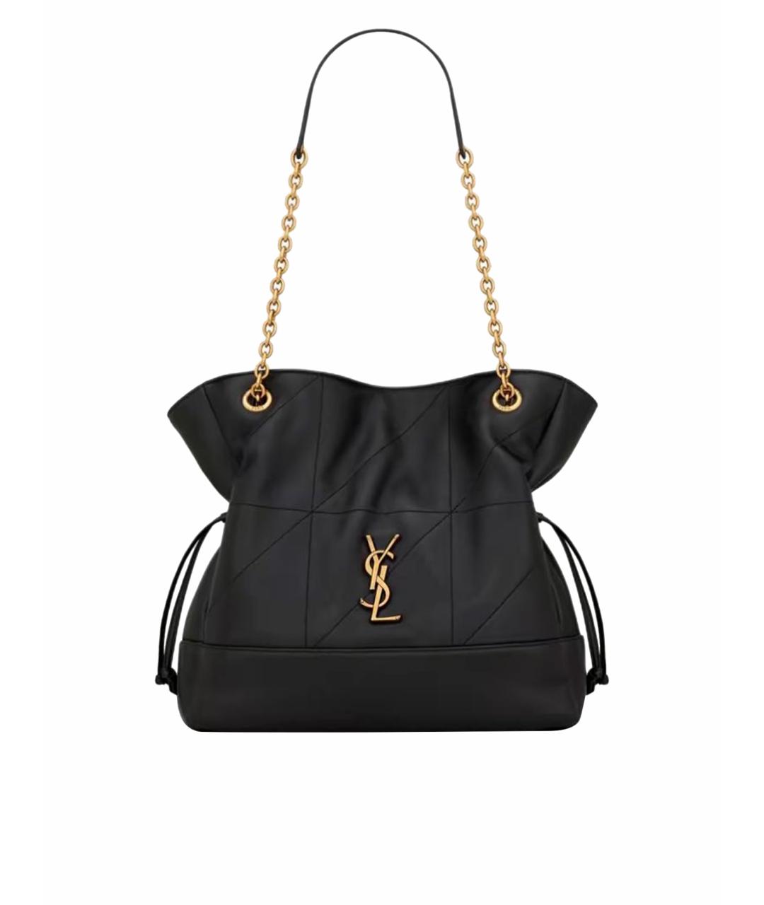 SAINT LAURENT Черная кожаная сумка тоут, фото 6