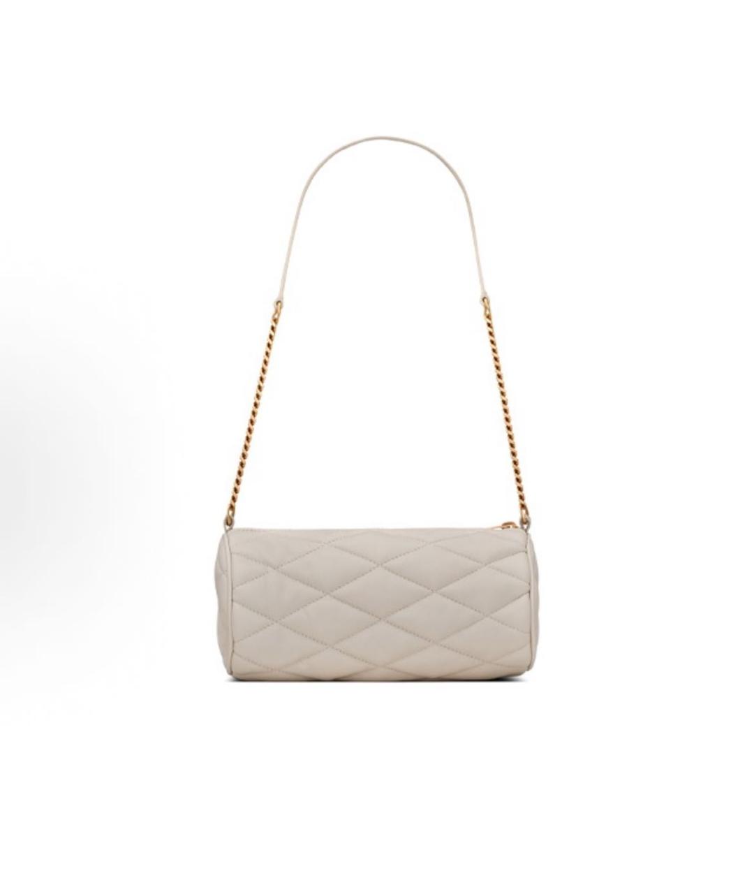 SAINT LAURENT Бежевая кожаная сумка с короткими ручками, фото 2