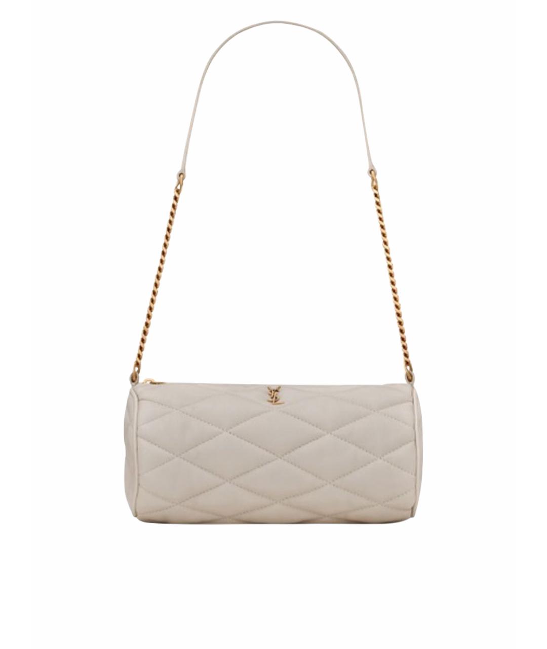 SAINT LAURENT Бежевая кожаная сумка с короткими ручками, фото 1