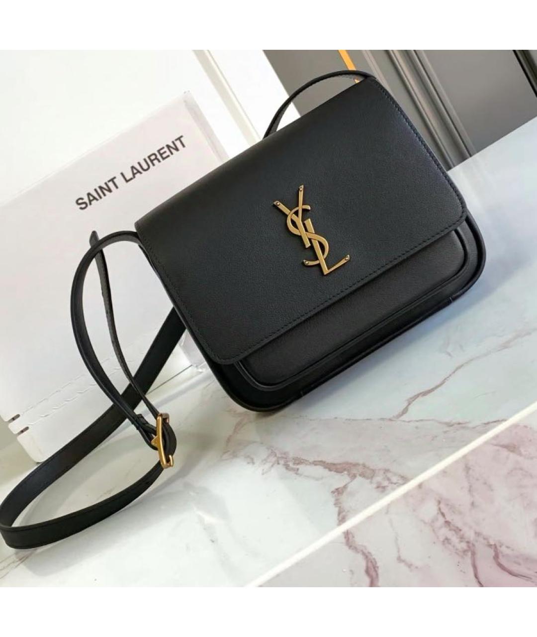 SAINT LAURENT Черная кожаная сумка через плечо, фото 3