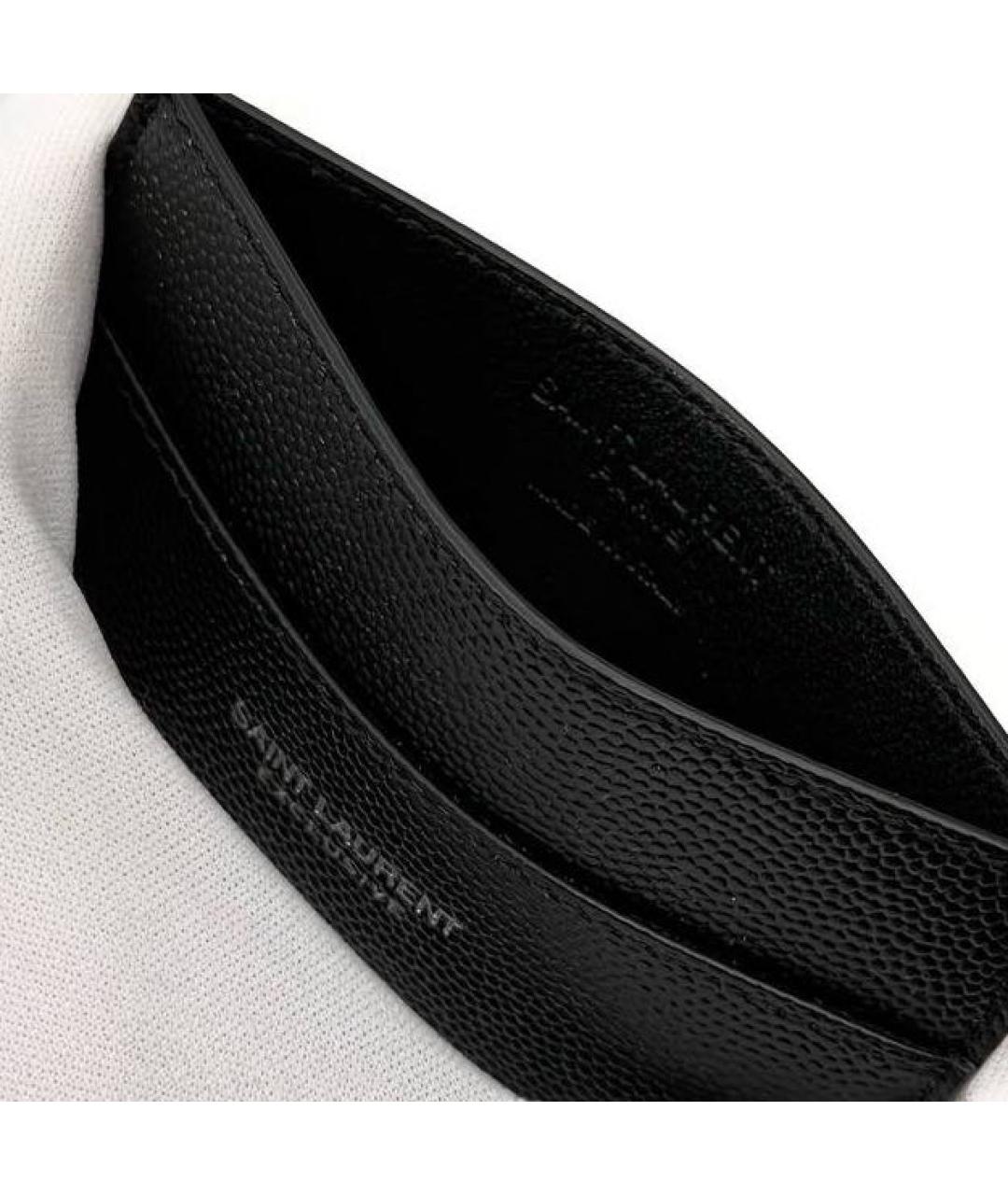 SAINT LAURENT Черный кожаный кардхолдер, фото 3