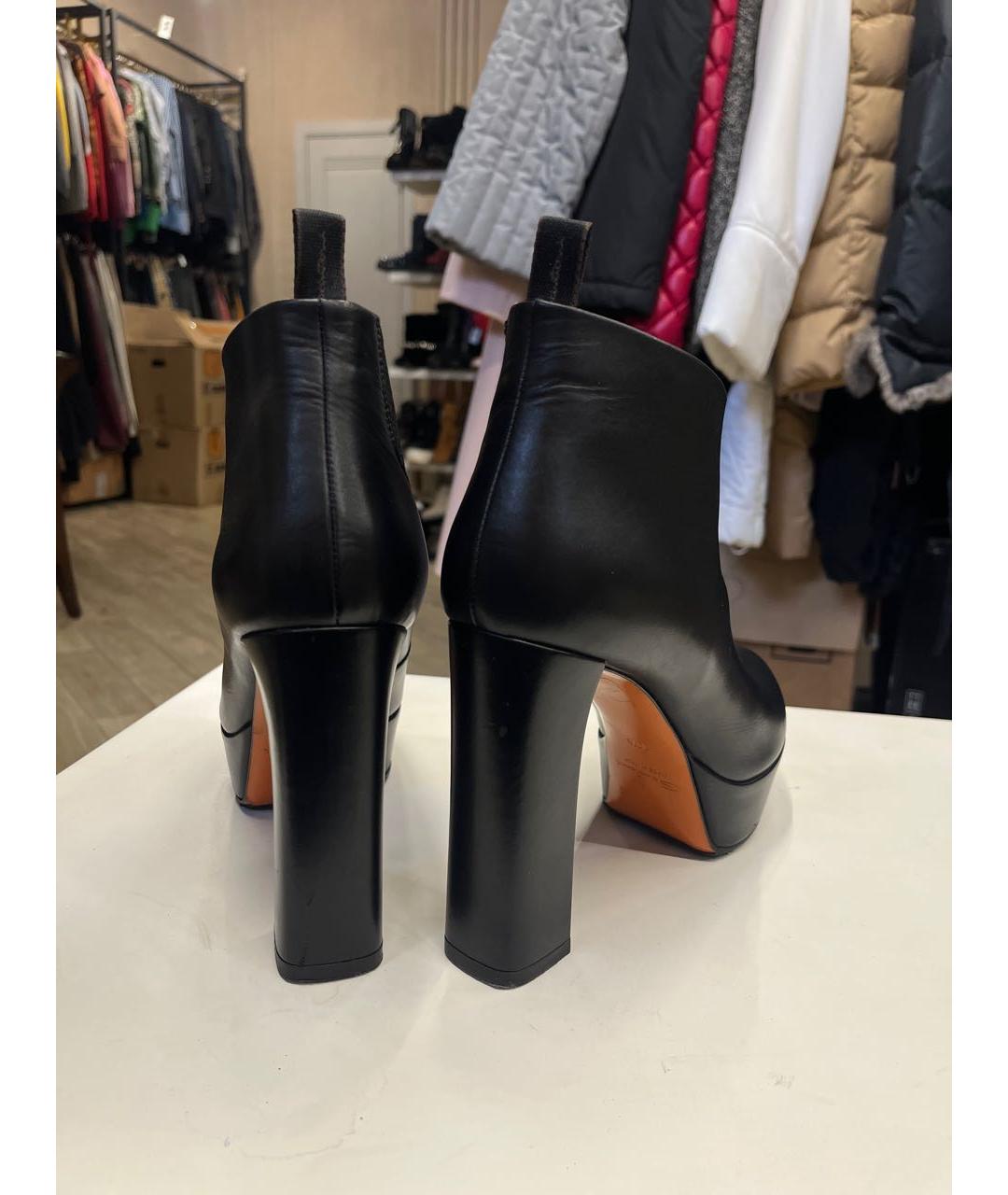 SANTONI Черные кожаные ботильоны, фото 5