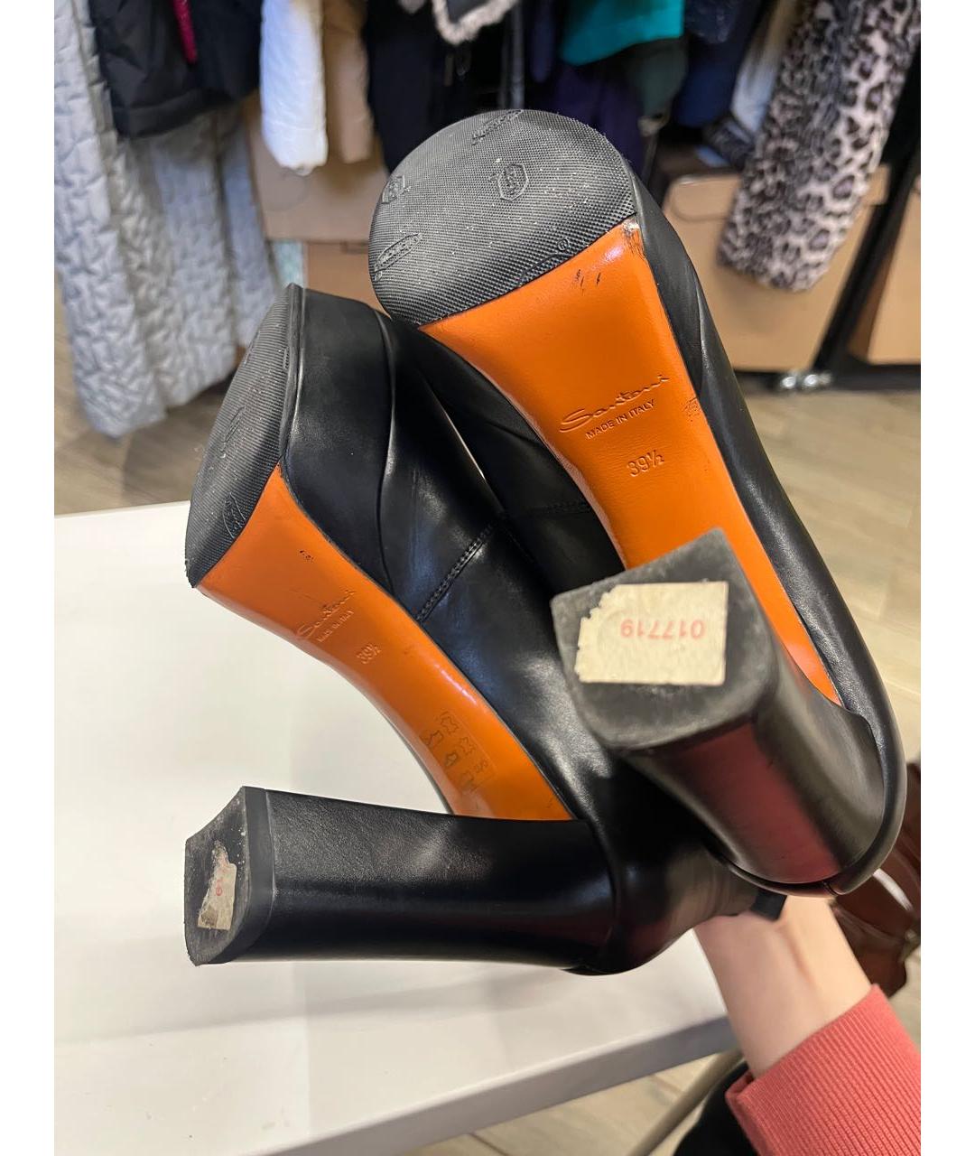 SANTONI Черные кожаные ботильоны, фото 3