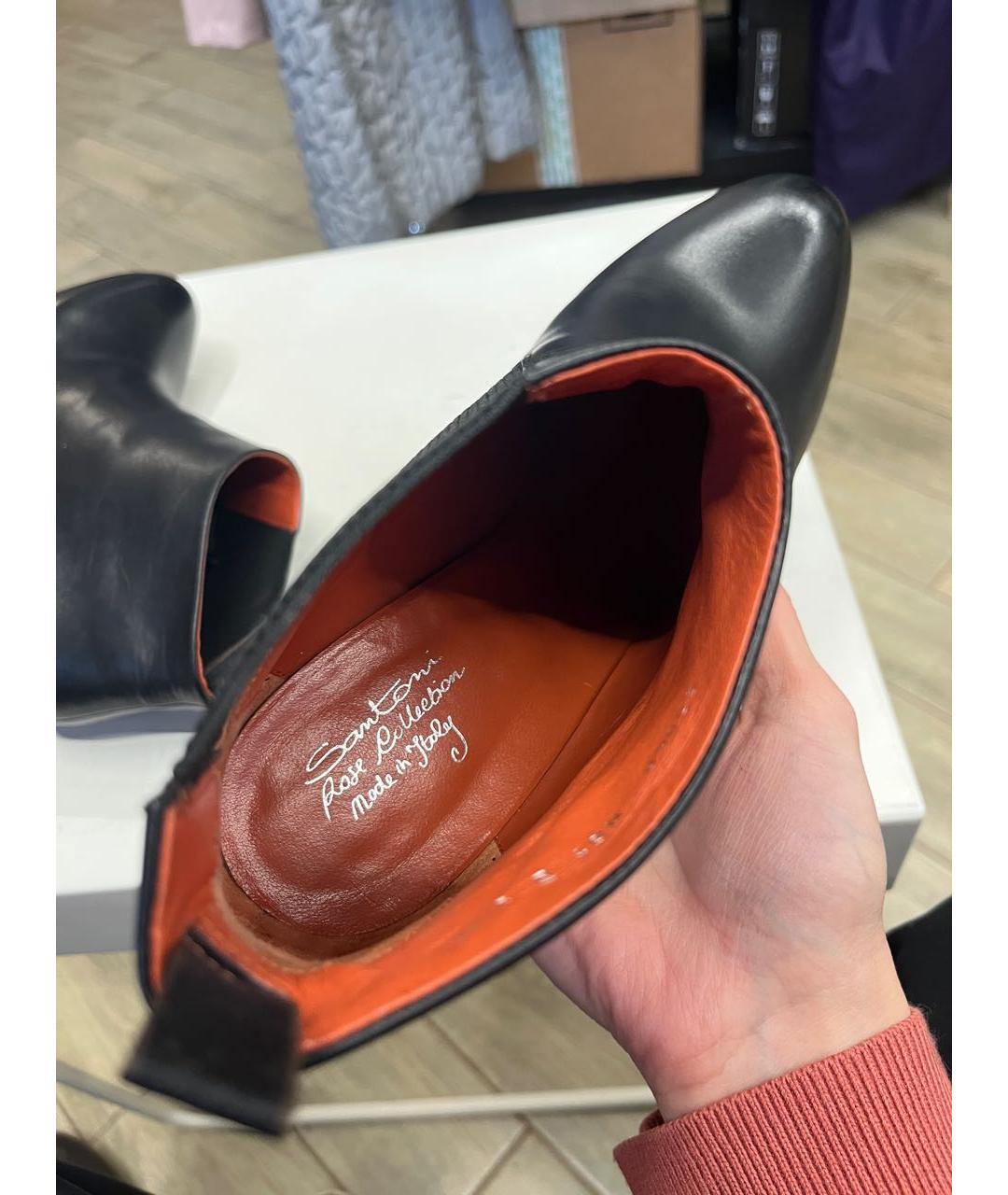 SANTONI Черные кожаные ботильоны, фото 6