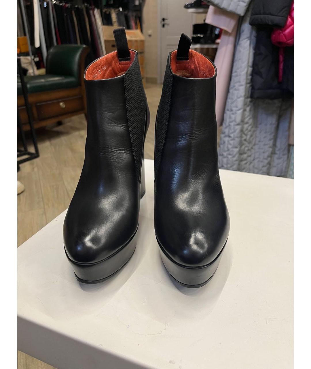 SANTONI Черные кожаные ботильоны, фото 4