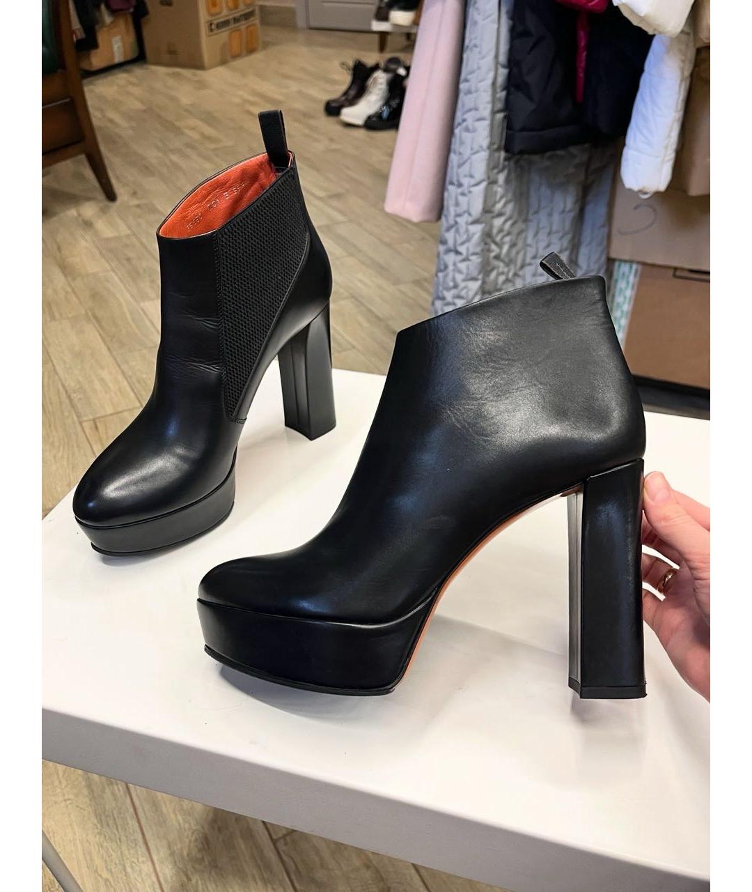 SANTONI Черные кожаные ботильоны, фото 9