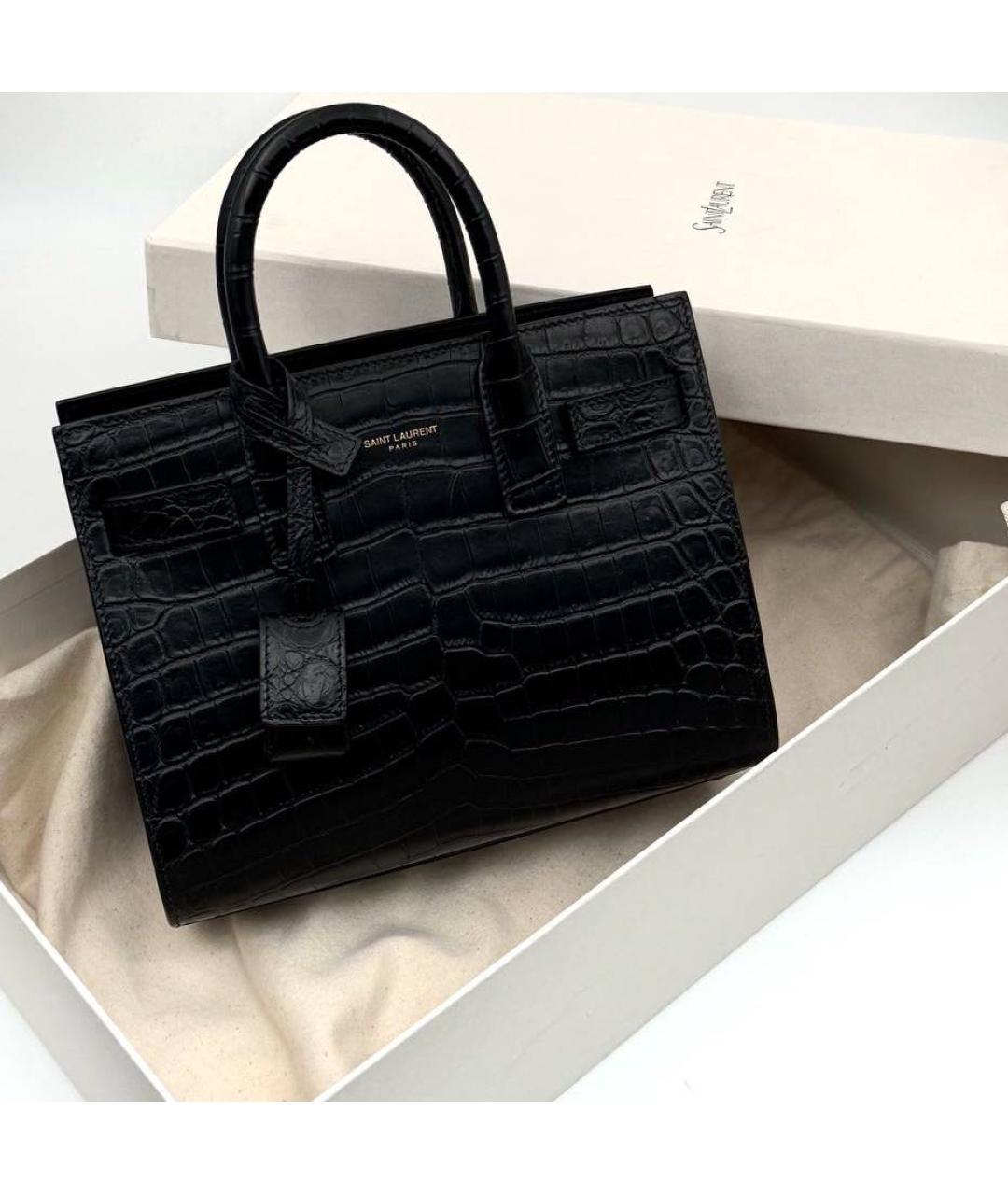 SAINT LAURENT Черная кожаная сумка через плечо, фото 5