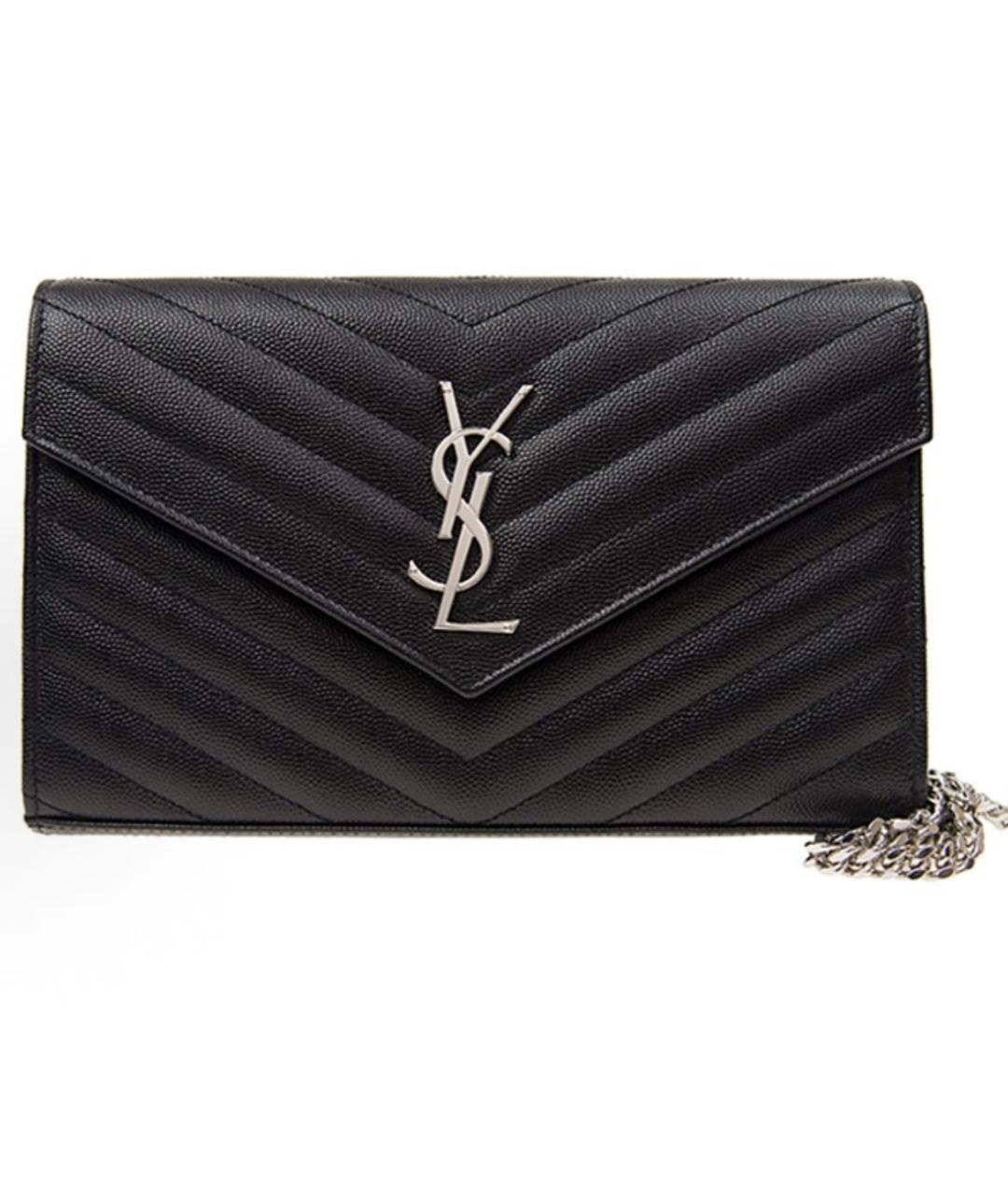 SAINT LAURENT Черная кожаная сумка через плечо, фото 5