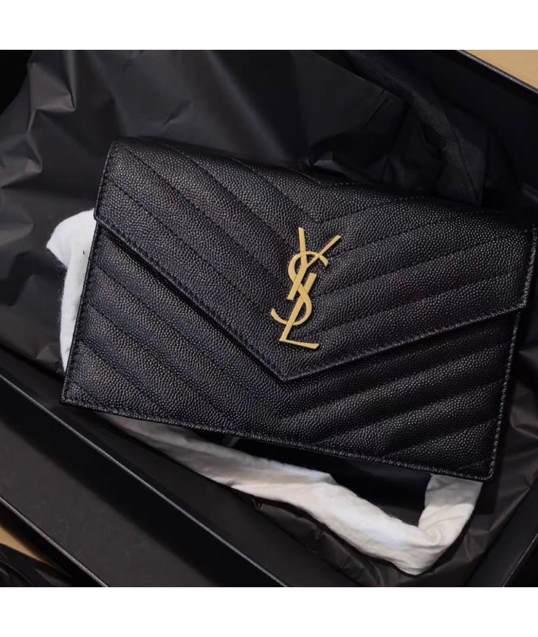 SAINT LAURENT Черная кожаная сумка через плечо, фото 4