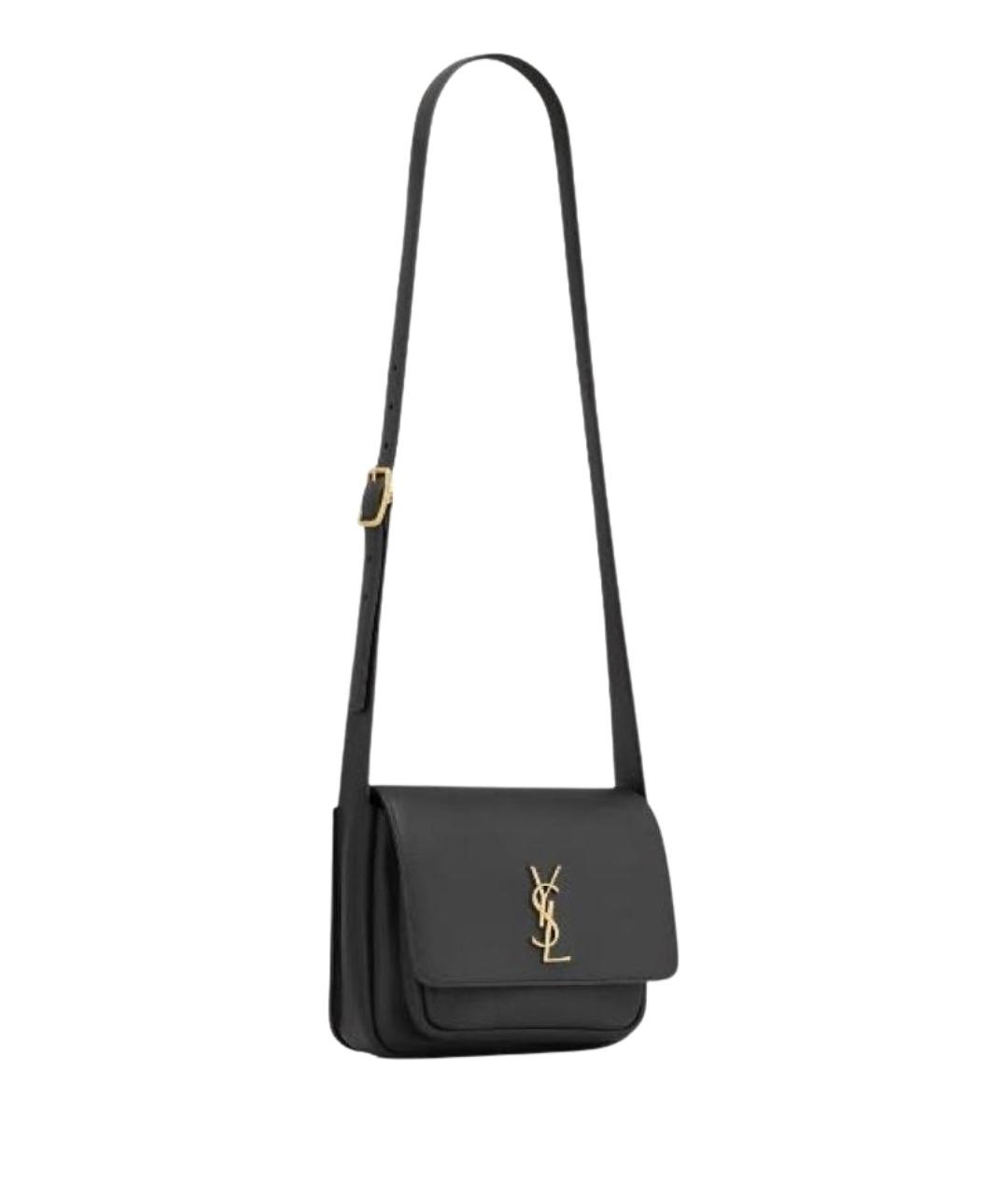 SAINT LAURENT Черная кожаная сумка через плечо, фото 1