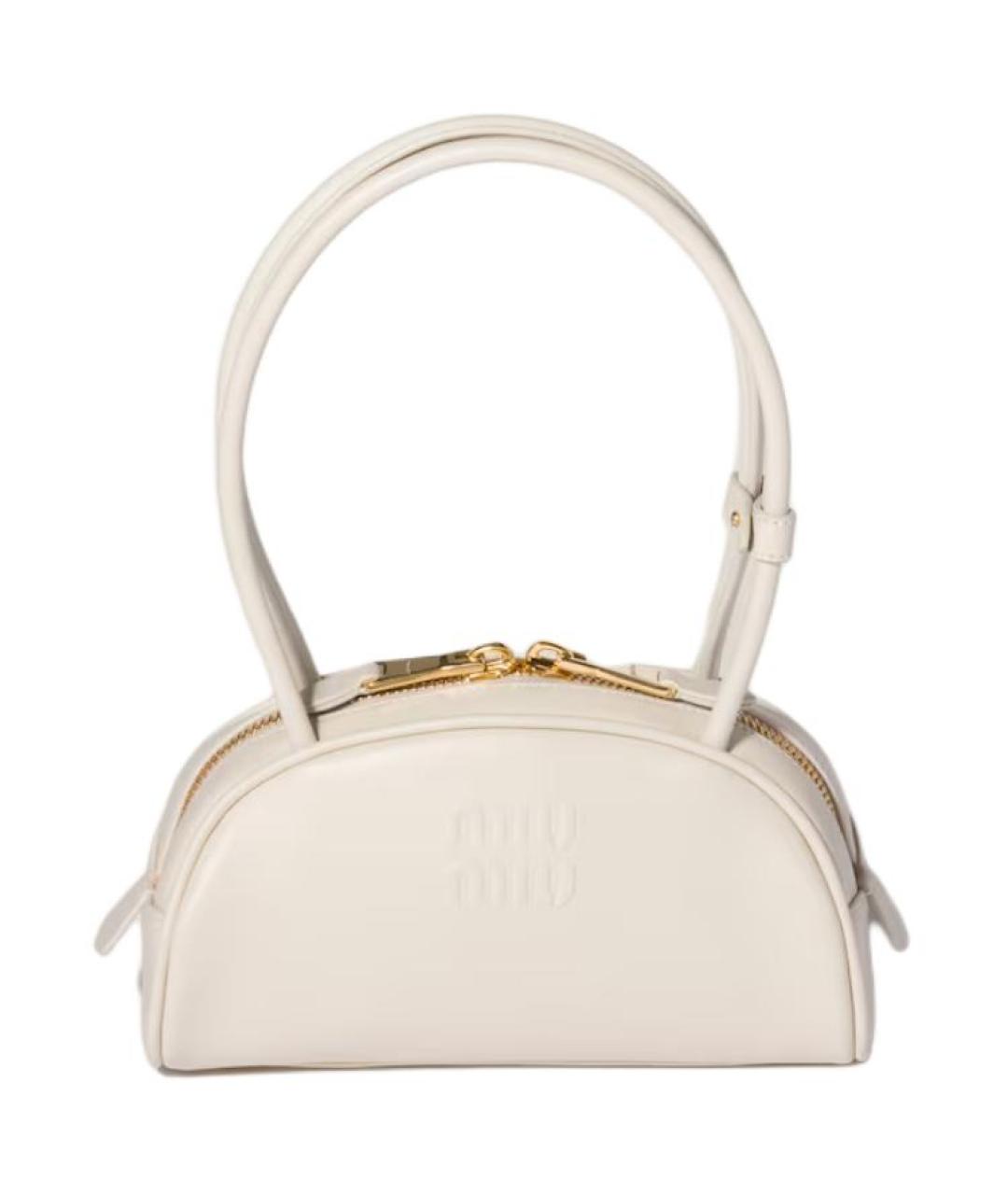 MIU MIU Бежевая кожаная сумка с короткими ручками, фото 1