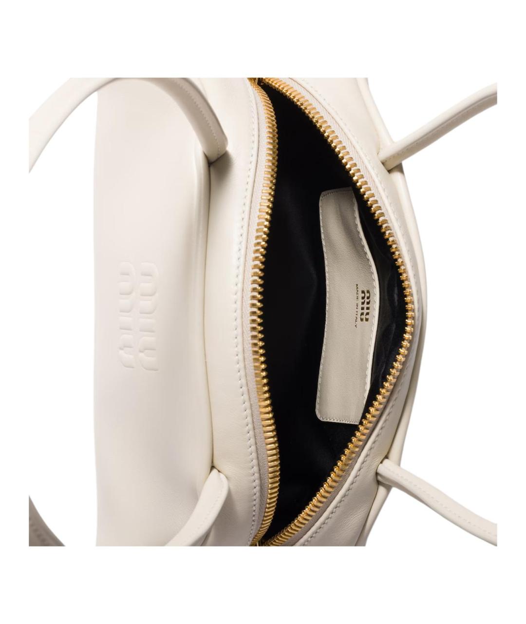 MIU MIU Бежевая кожаная сумка с короткими ручками, фото 4