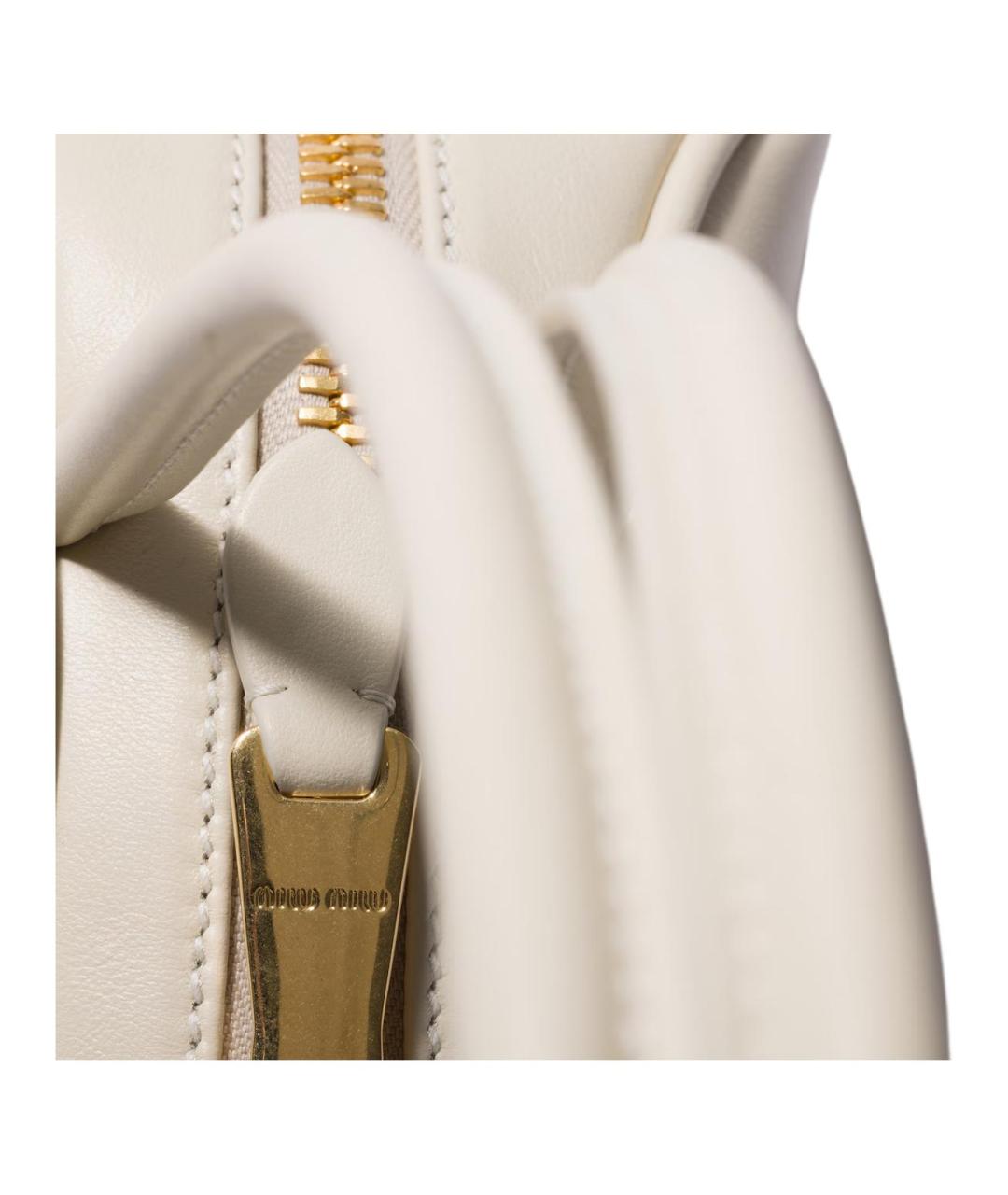 MIU MIU Бежевая кожаная сумка с короткими ручками, фото 5