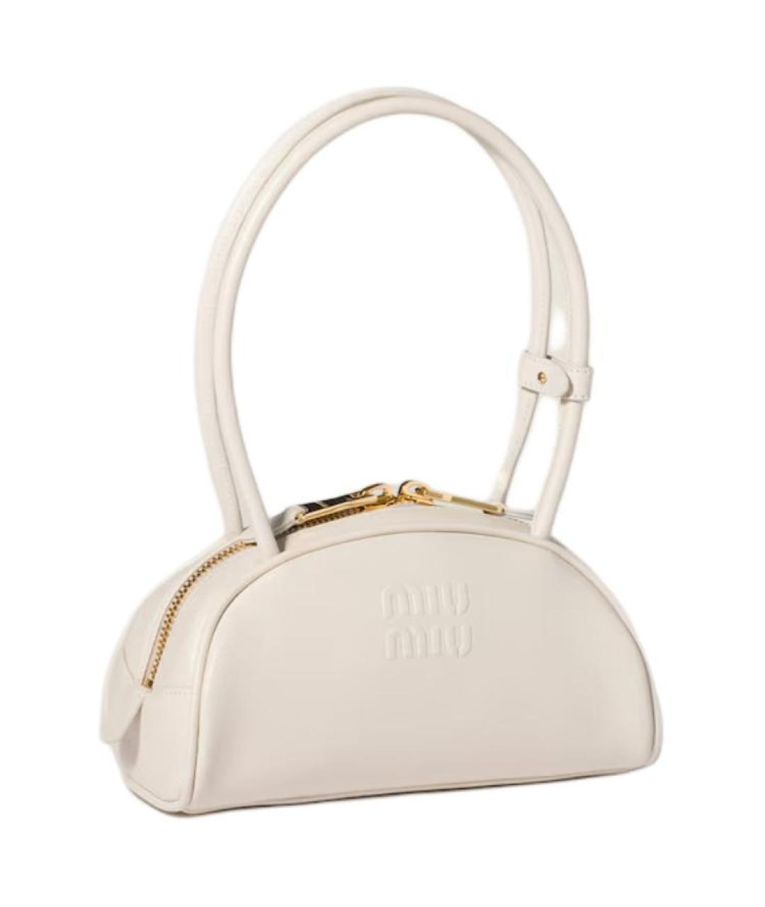 MIU MIU Бежевая кожаная сумка с короткими ручками, фото 2