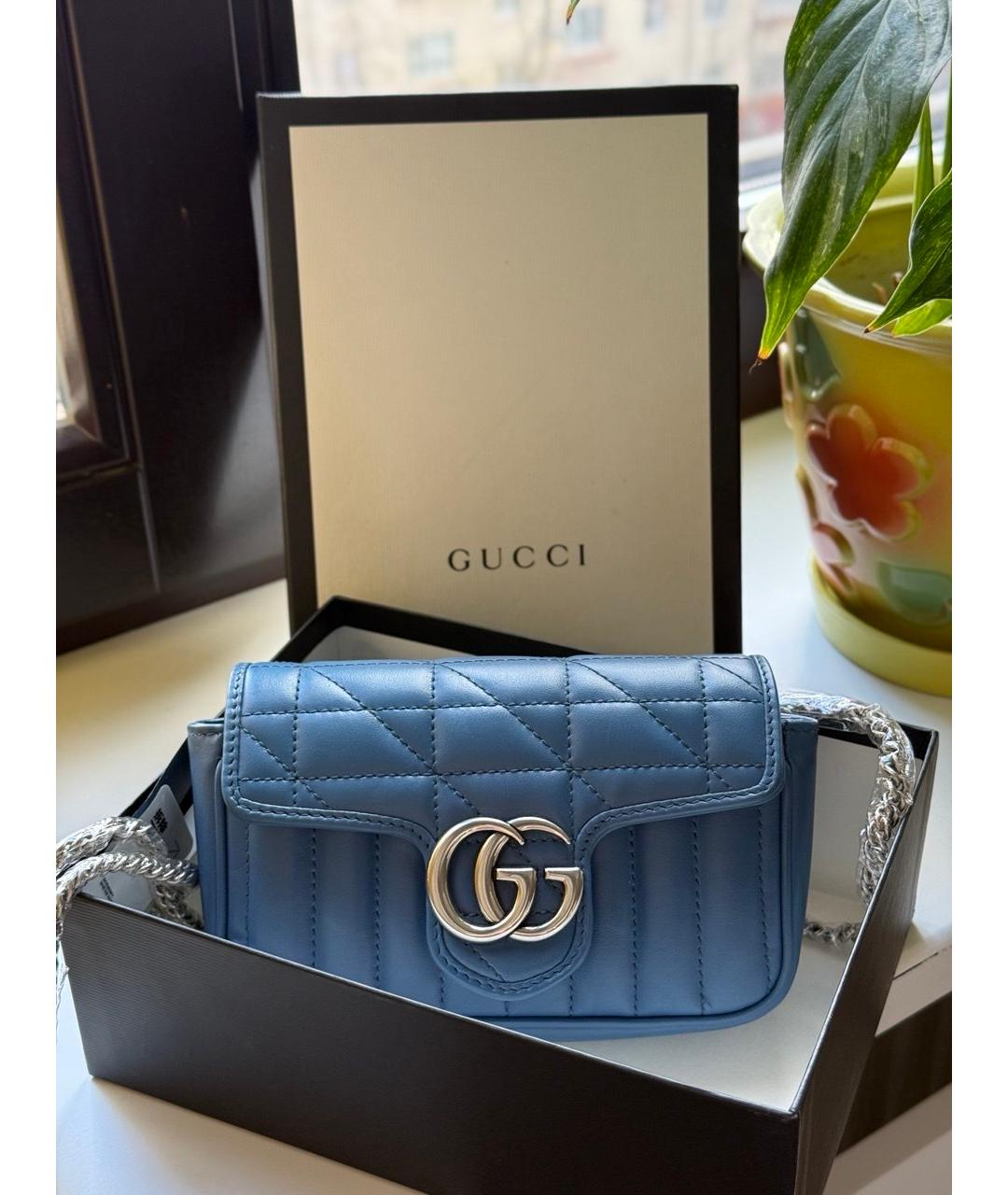 GUCCI Синяя кожаная сумка через плечо, фото 2