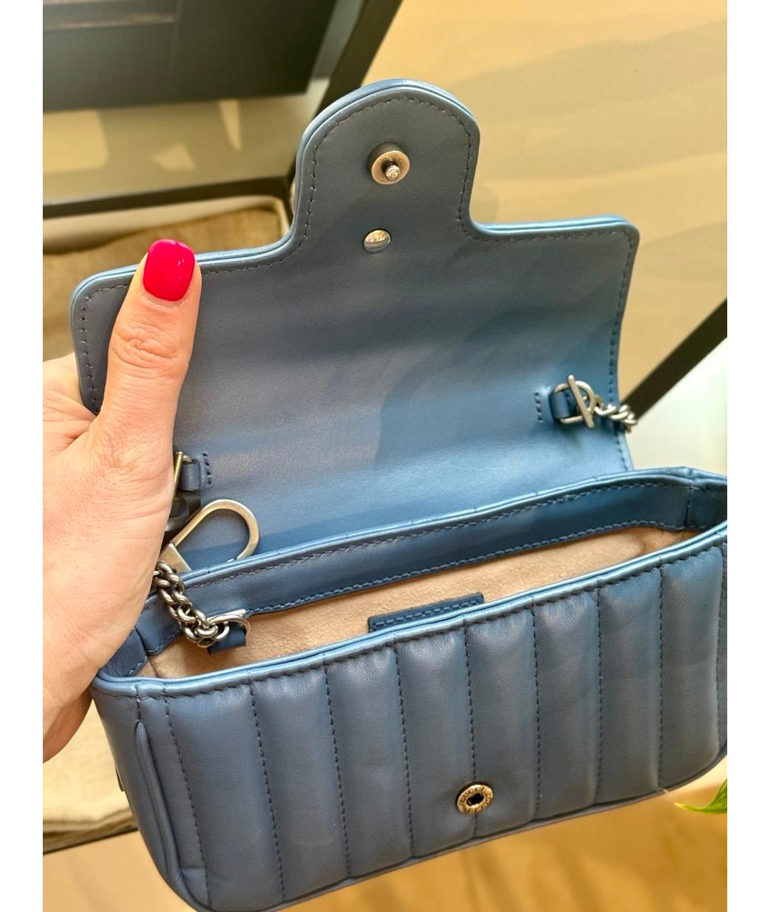 GUCCI Синяя кожаная сумка через плечо, фото 5