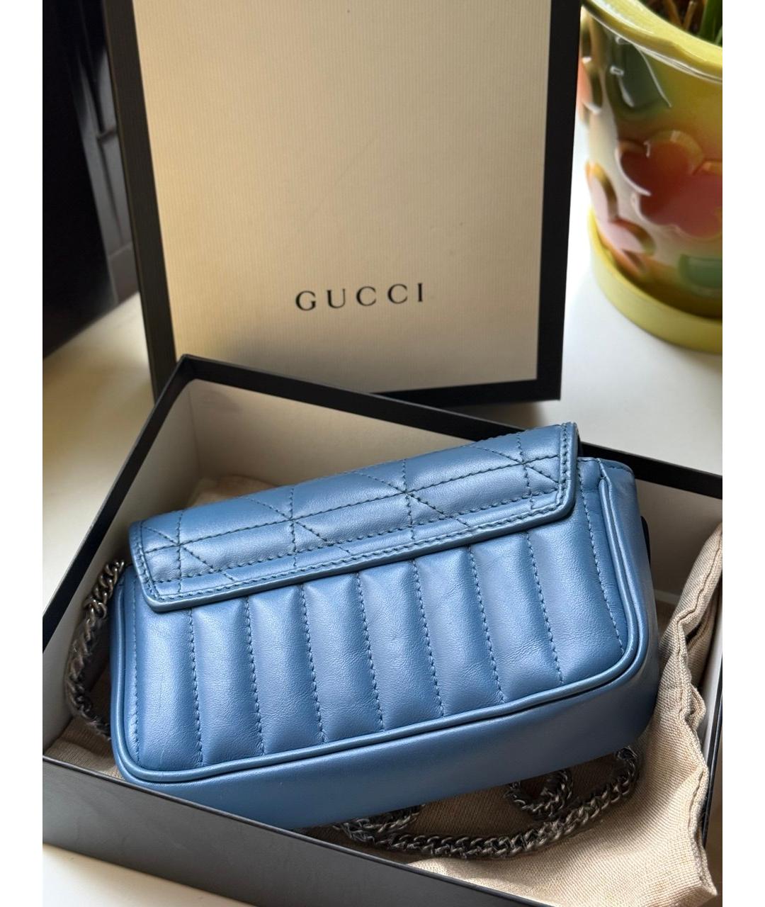 GUCCI Синяя кожаная сумка через плечо, фото 3