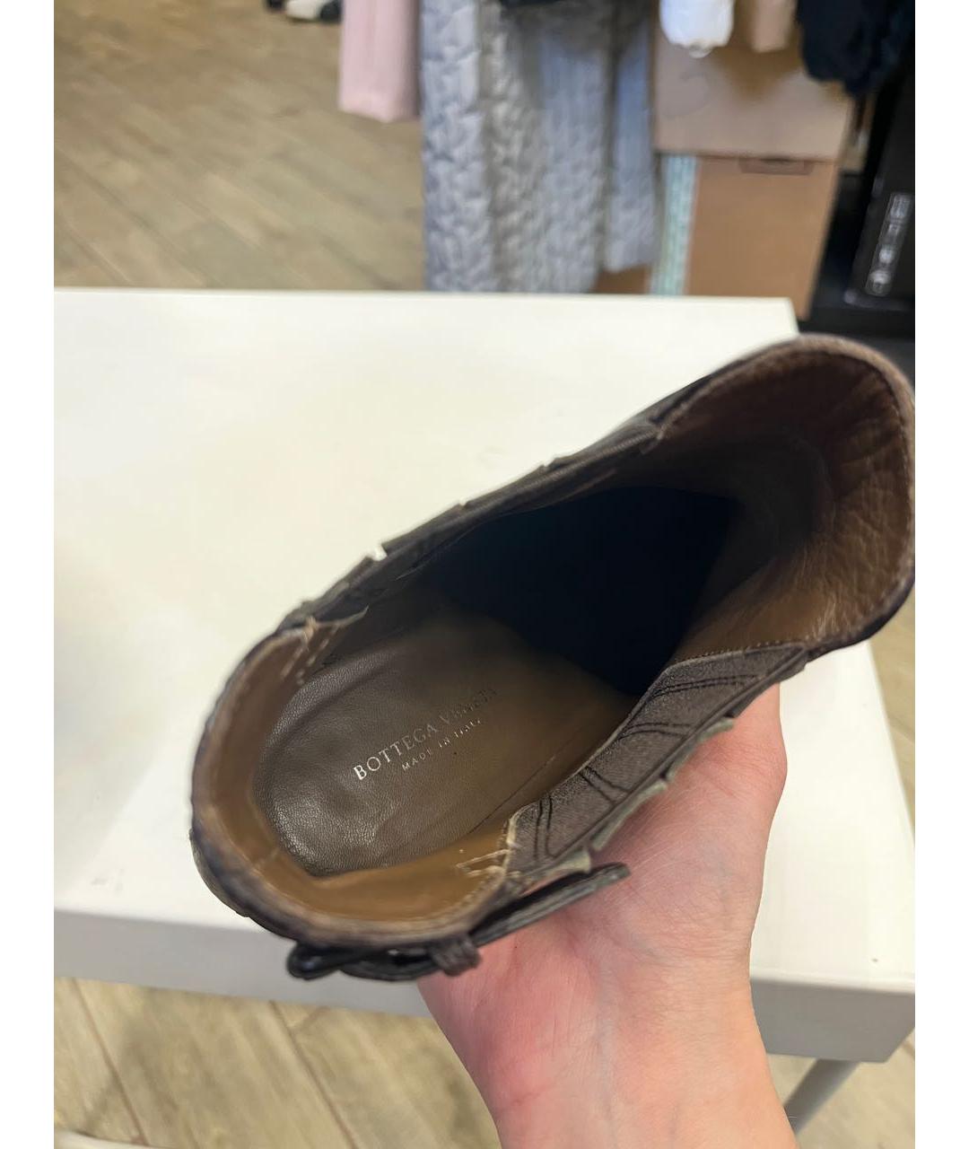 BOTTEGA VENETA Коричневые кожаные ботильоны, фото 2