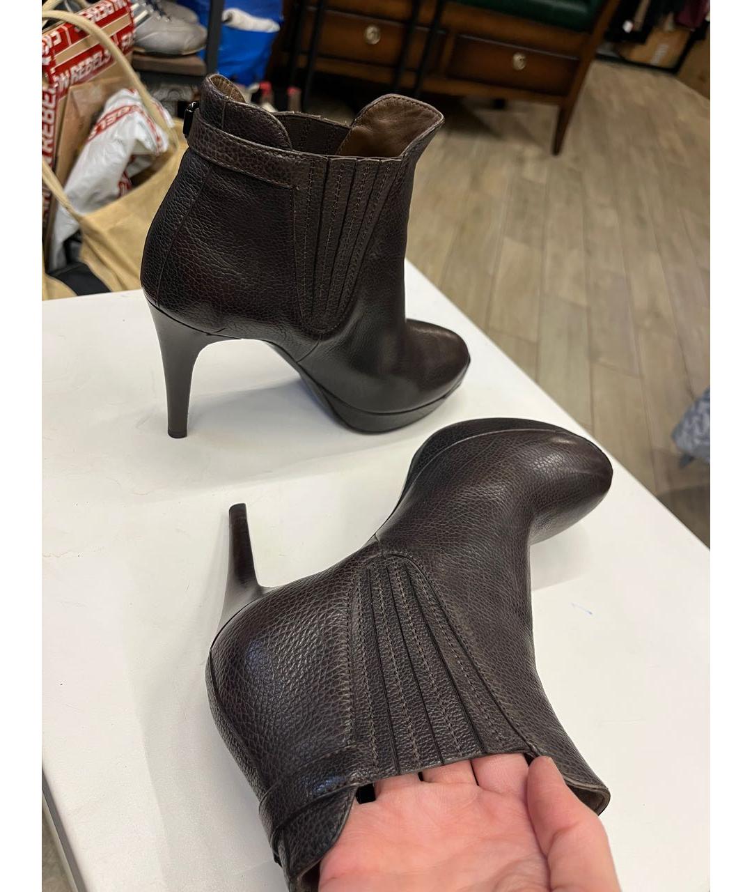 BOTTEGA VENETA Коричневые кожаные ботильоны, фото 8