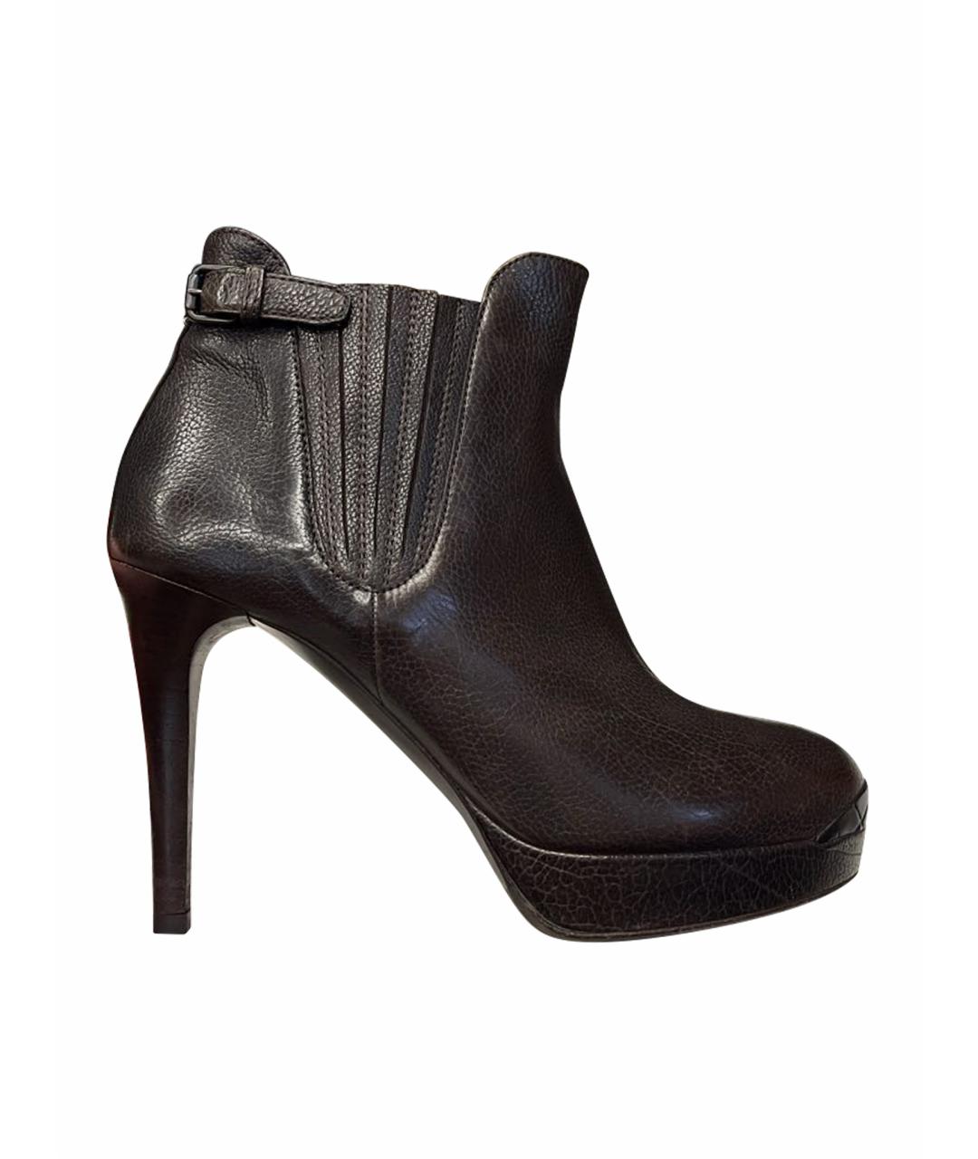 BOTTEGA VENETA Коричневые кожаные ботильоны, фото 1