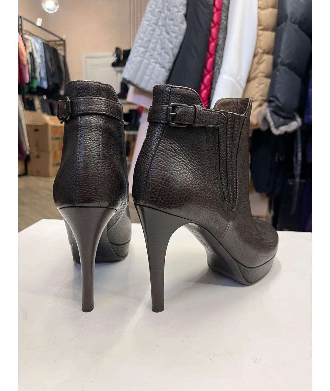 BOTTEGA VENETA Коричневые кожаные ботильоны, фото 6