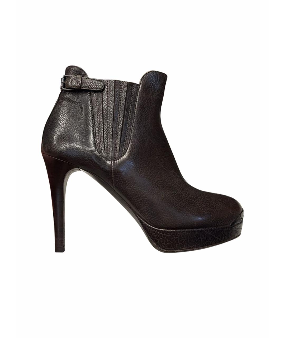 BOTTEGA VENETA Коричневые кожаные ботильоны, фото 9