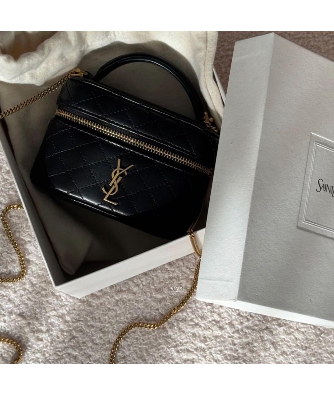 SAINT LAURENT Черная кожаная сумка через плечо, фото 3