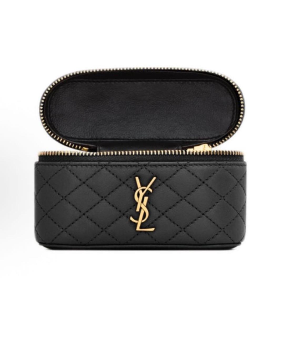 SAINT LAURENT Черная кожаная сумка через плечо, фото 2