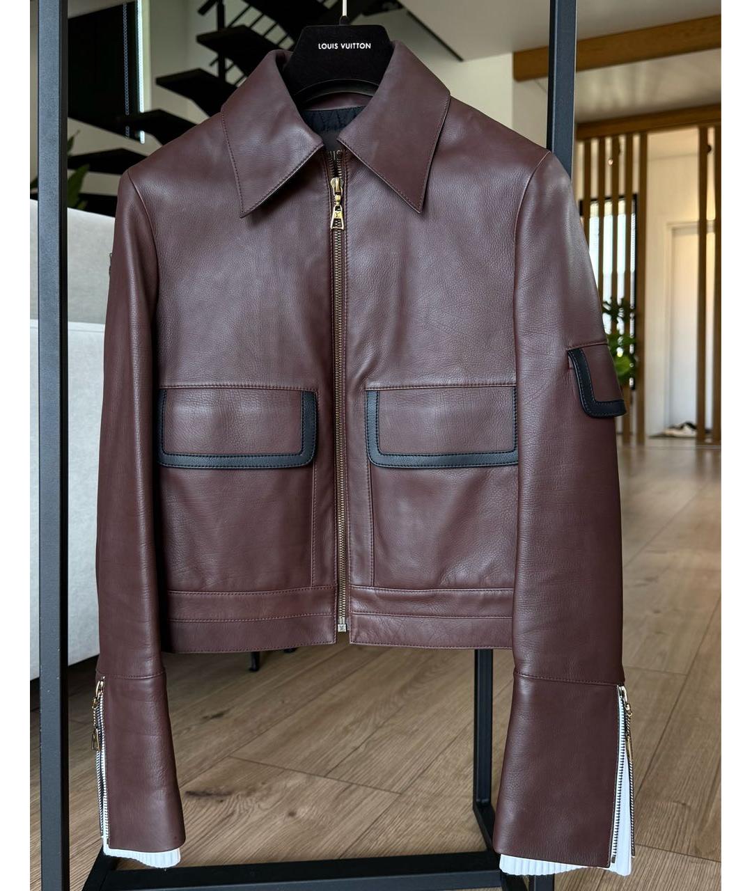 LOUIS VUITTON Коричневая кожаная куртка, фото 5
