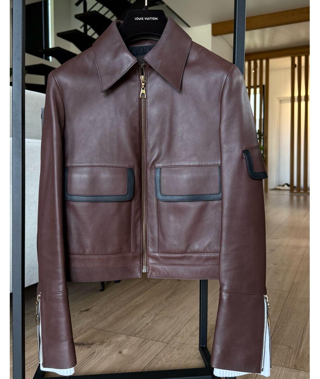 LOUIS VUITTON Коричневая кожаная куртка, фото 2