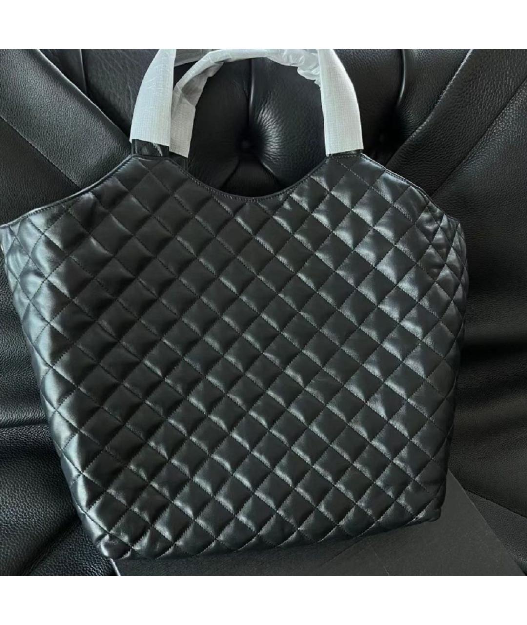 SAINT LAURENT Черная кожаная сумка тоут, фото 3