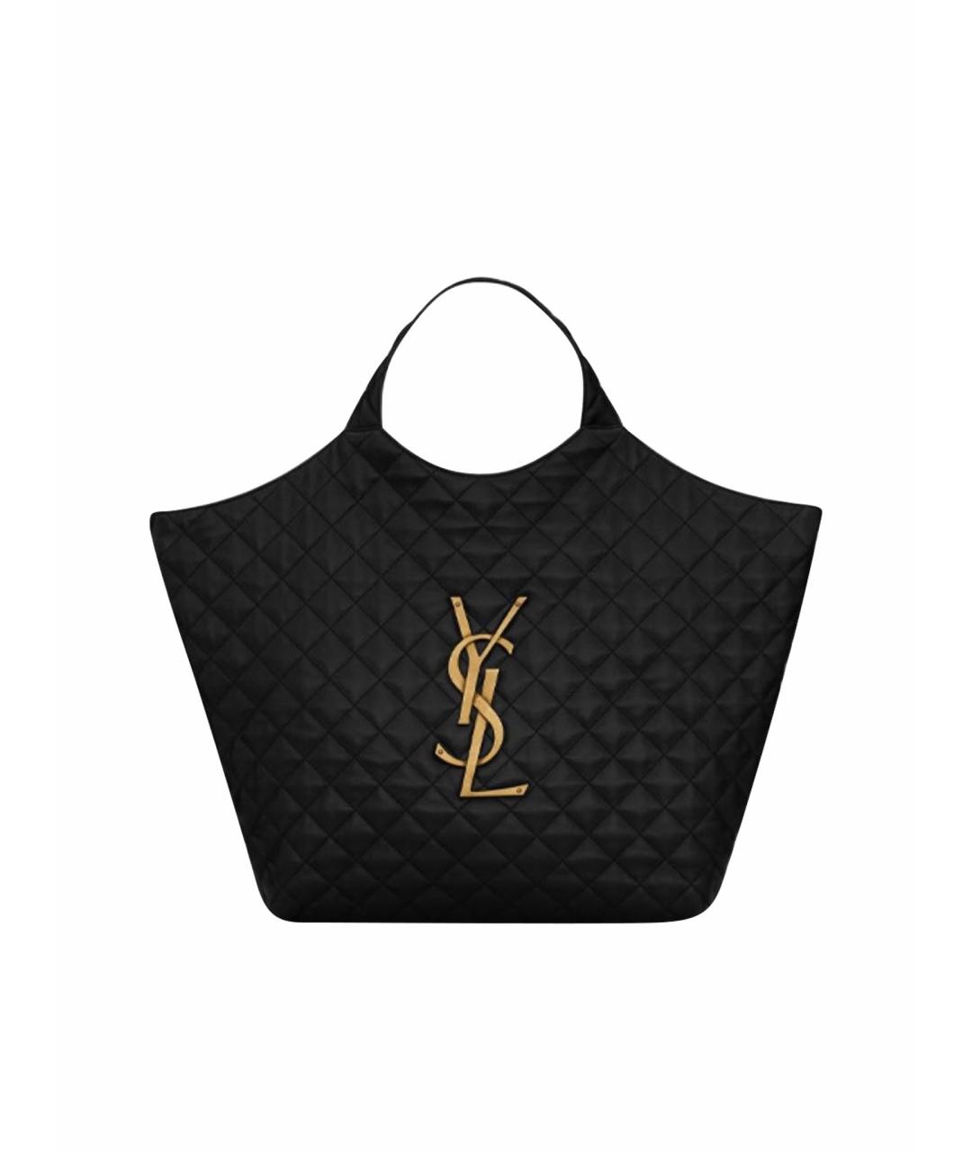 SAINT LAURENT Черная кожаная сумка тоут, фото 1