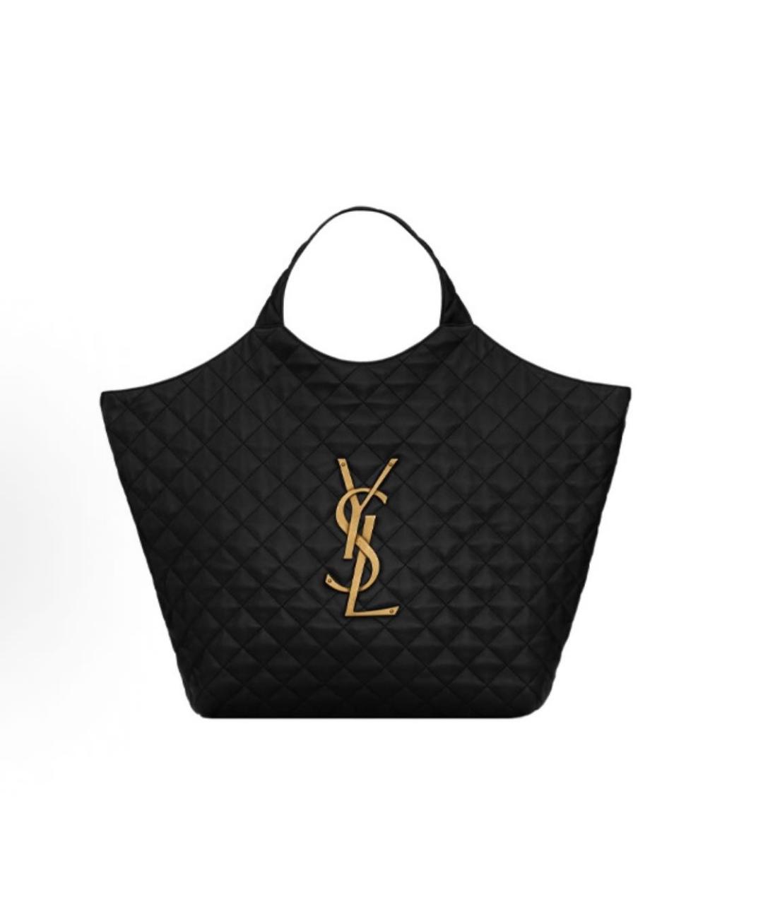 SAINT LAURENT Черная кожаная сумка тоут, фото 5