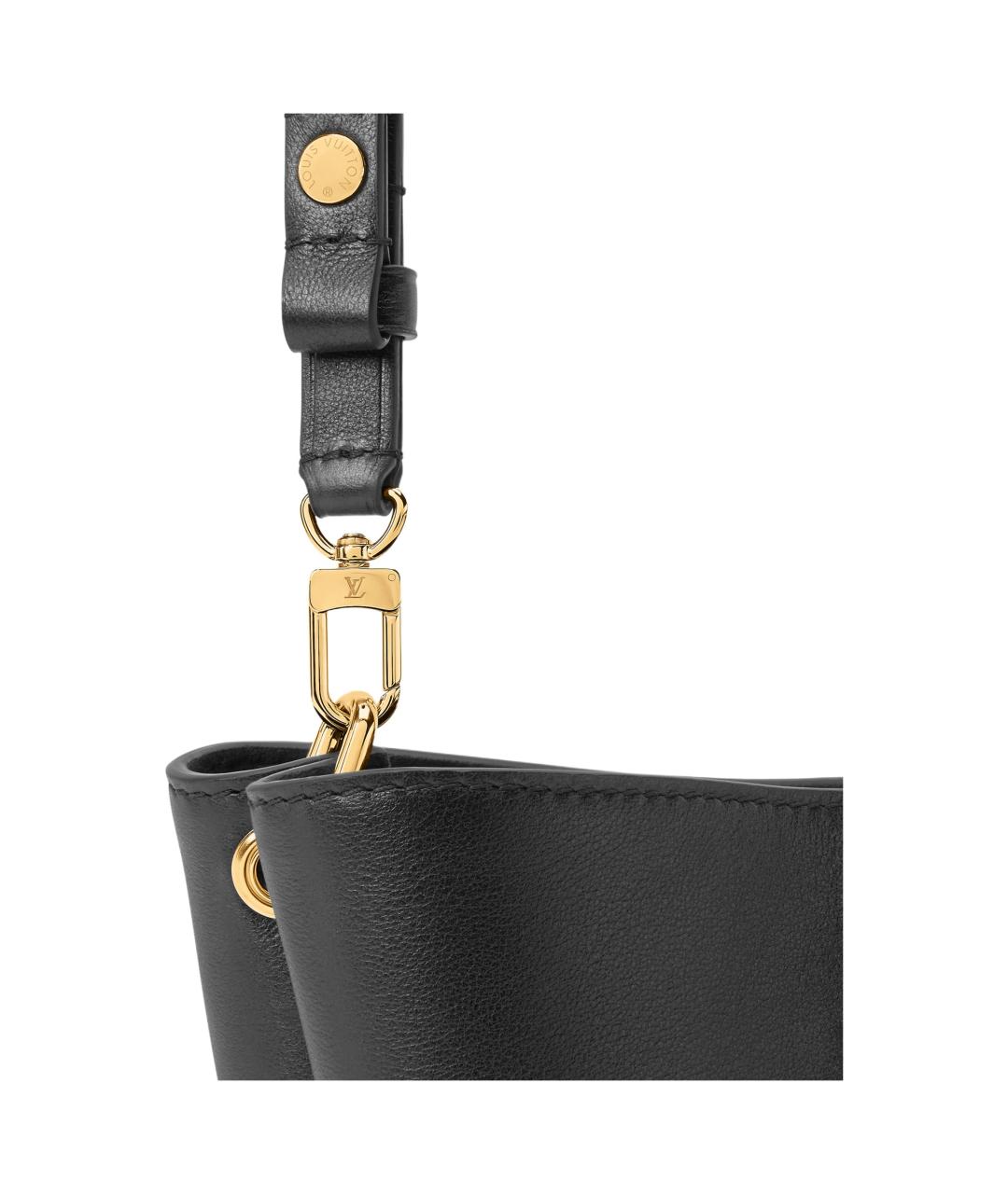 LOUIS VUITTON Черная кожаная сумка через плечо, фото 5