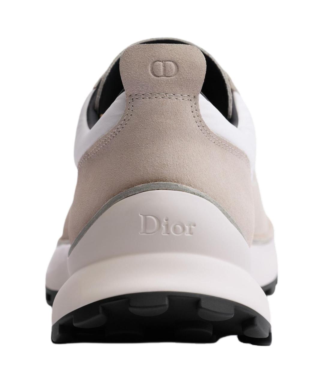 CHRISTIAN DIOR Бежевые кожаные низкие кроссовки / кеды, фото 4