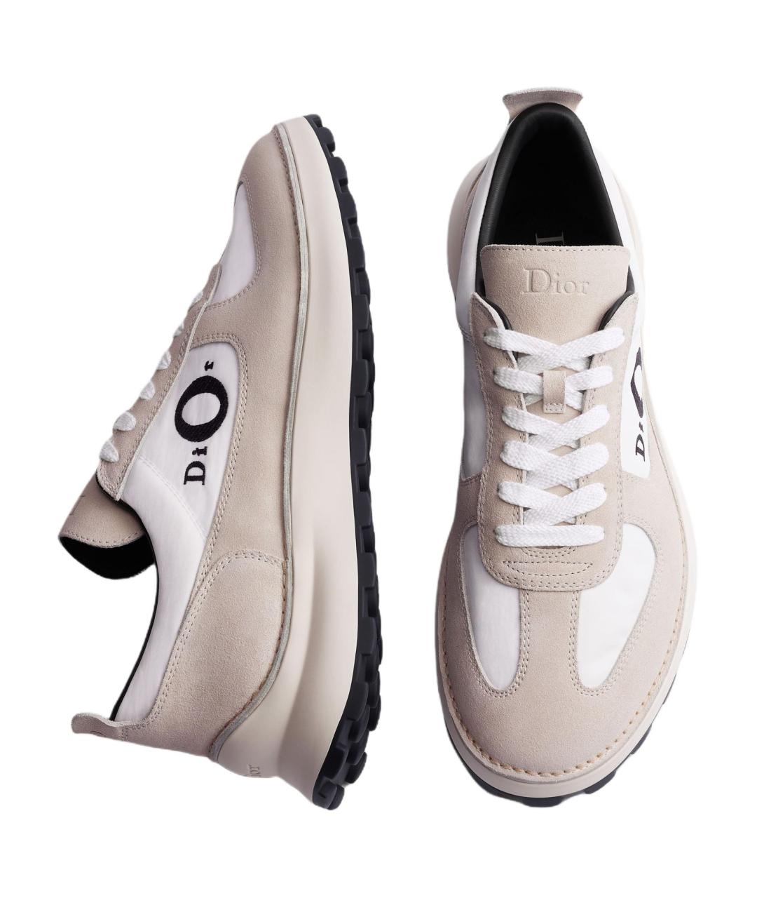 CHRISTIAN DIOR Бежевые кожаные низкие кроссовки / кеды, фото 3